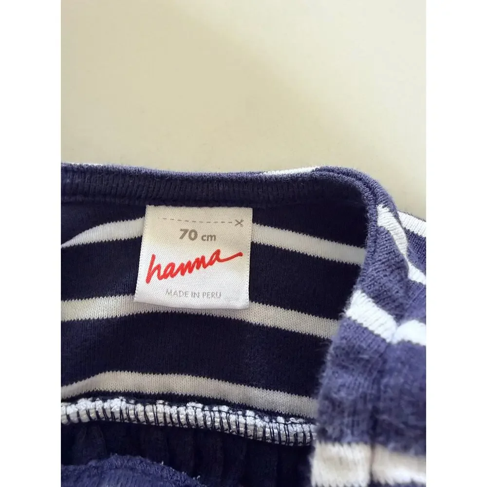 Hanna Andersson Baby Girls Navy White Stripe Knit Dress 70